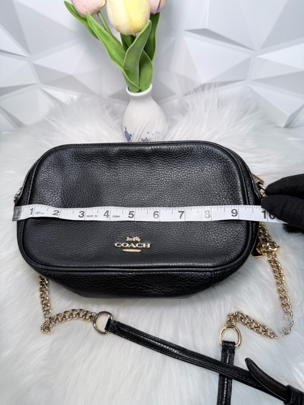 Coach Black Pebbled Leather Crossbody with Gold Hardware - Picture 11 of 12